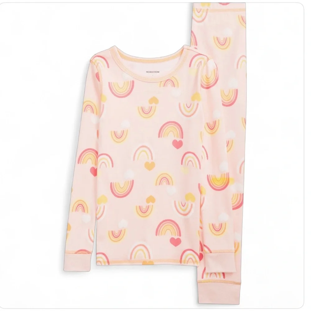 Nordstrom Glow In the Dark‎ Kids Toddler Rainbow Pajama Set Pink 3T